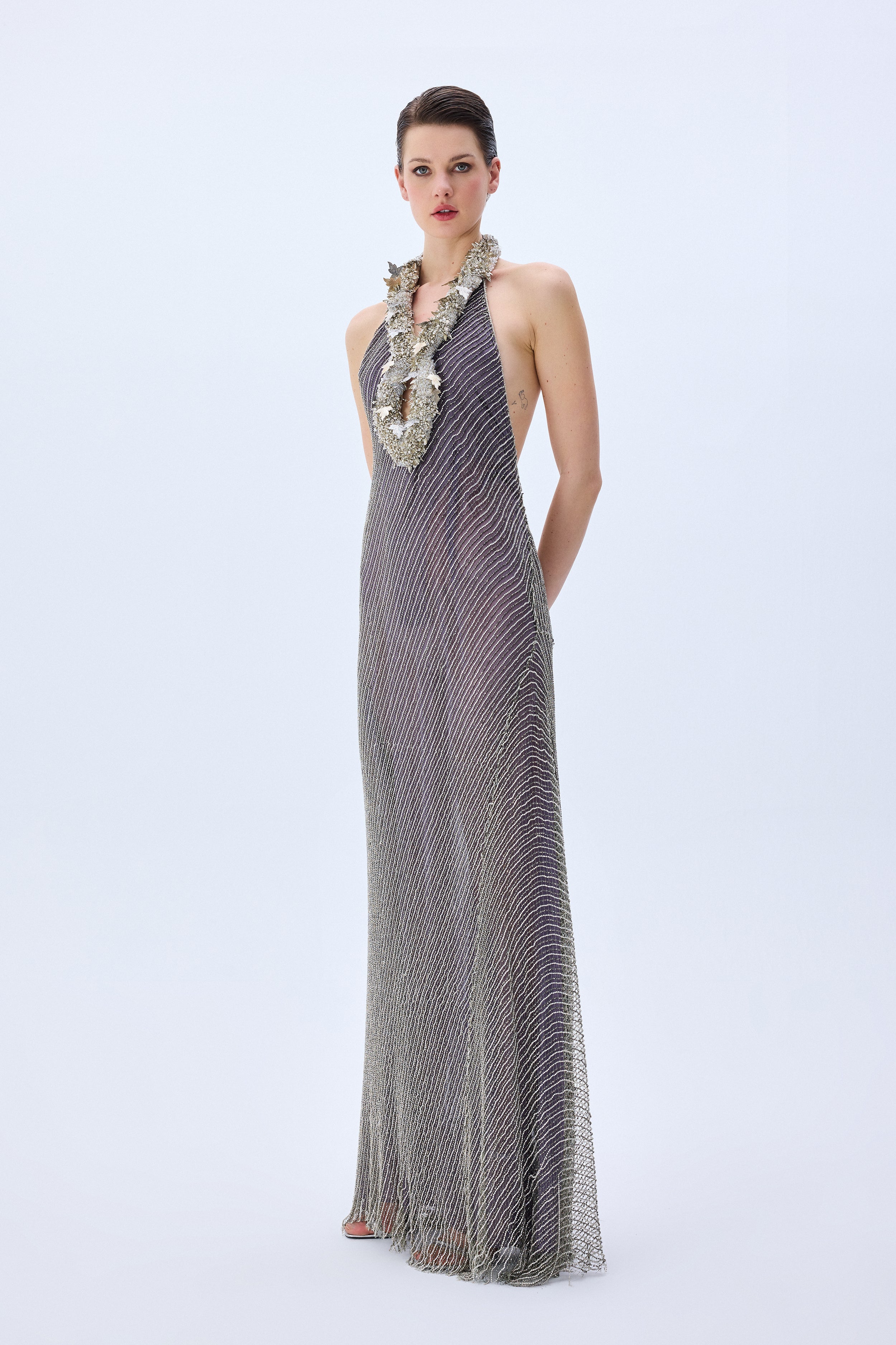 metallic feather dress Sparkling every where we go