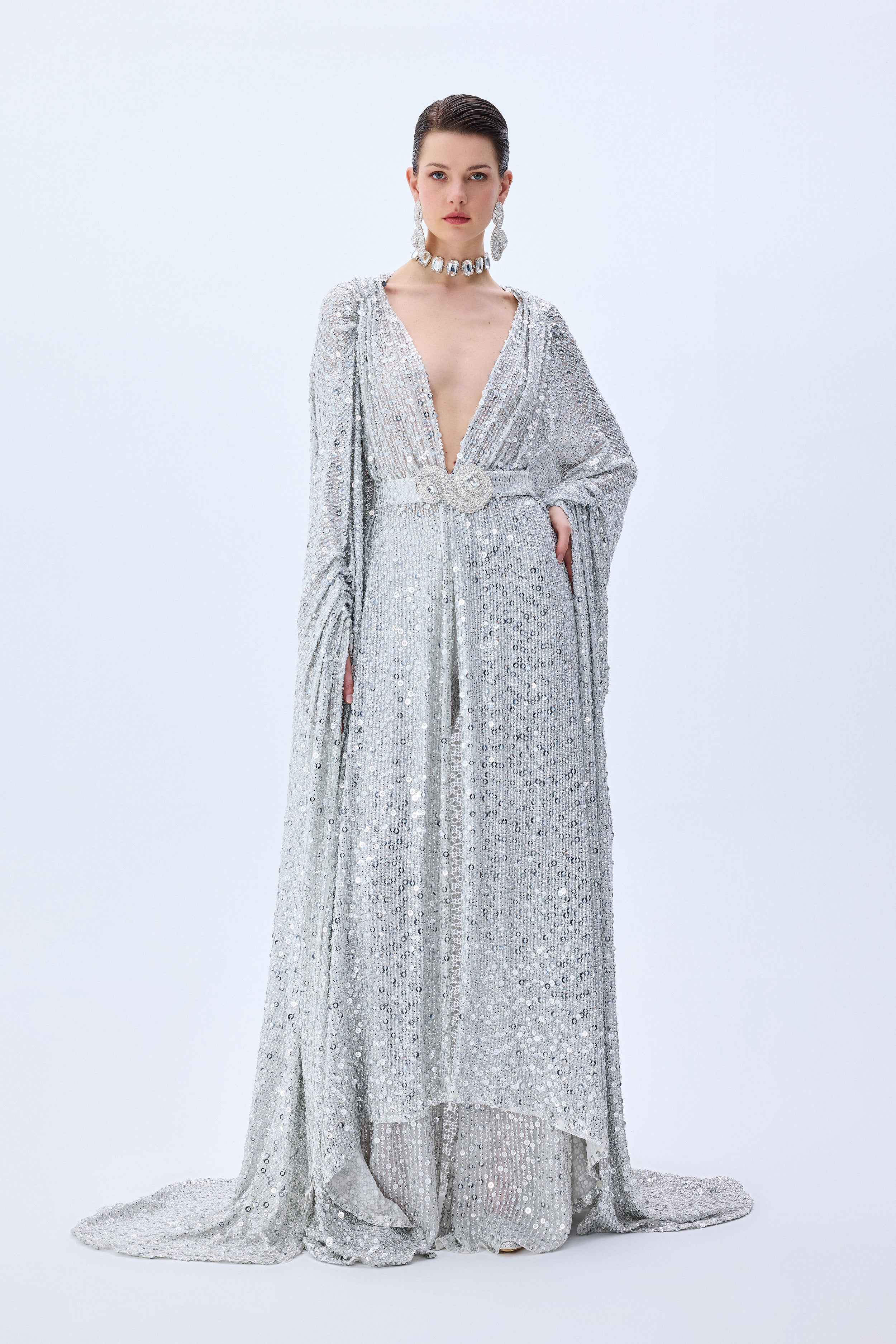 Chiffon Silver Fully Sequined Wide Leg Pants – RAISA VANESSA INT