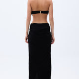 Black Backless Cut Out Maxi Dress With Handmade Rope Detailed Bra & Slit In The Front