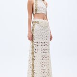 Brode Skirt With Embroidered Strips And Hand-Crafted Belt Detail