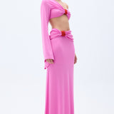 Ink One Shouldered Crop Top With Red Rope Detail