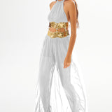 Strapless Medusa Jumpsuit With Cutout And Sequin Details
