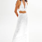 White Maxi Skirt With Patterned Sequin Details