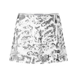 White Mini Skirt With Patterned Sequin Details