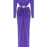 Purple Jersey Maxi Dress with Crystal Stoned Details