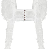 Baloon Shouldered Bustier with Ruffled Sleeves
