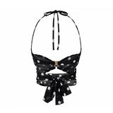 Black Polka Dot Ruched Top