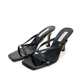 Black Strap Sandal Heels