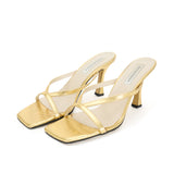 Gold Strap Sandal Heels