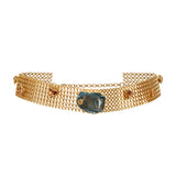 Gold Metal Chain Belt With Swarovski Stones