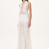 Chiffon Wide Leg Pants With Lace Belt Detail