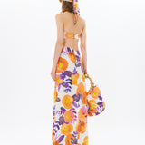 Halter Neck Floral Maxi Dress With Cutout Details