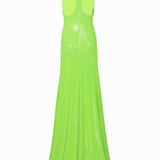 Sequined Halter Neck Maxi Dress With Chain Detail