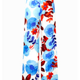 Floral Detailed High Waist Pants With Buckles