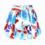 Floral Short Skirt With Belt