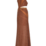 Knit Cutout Maxi Corset Dress With Suede Details