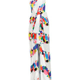 One Shoulder Multicolor Satin Maxi Dress