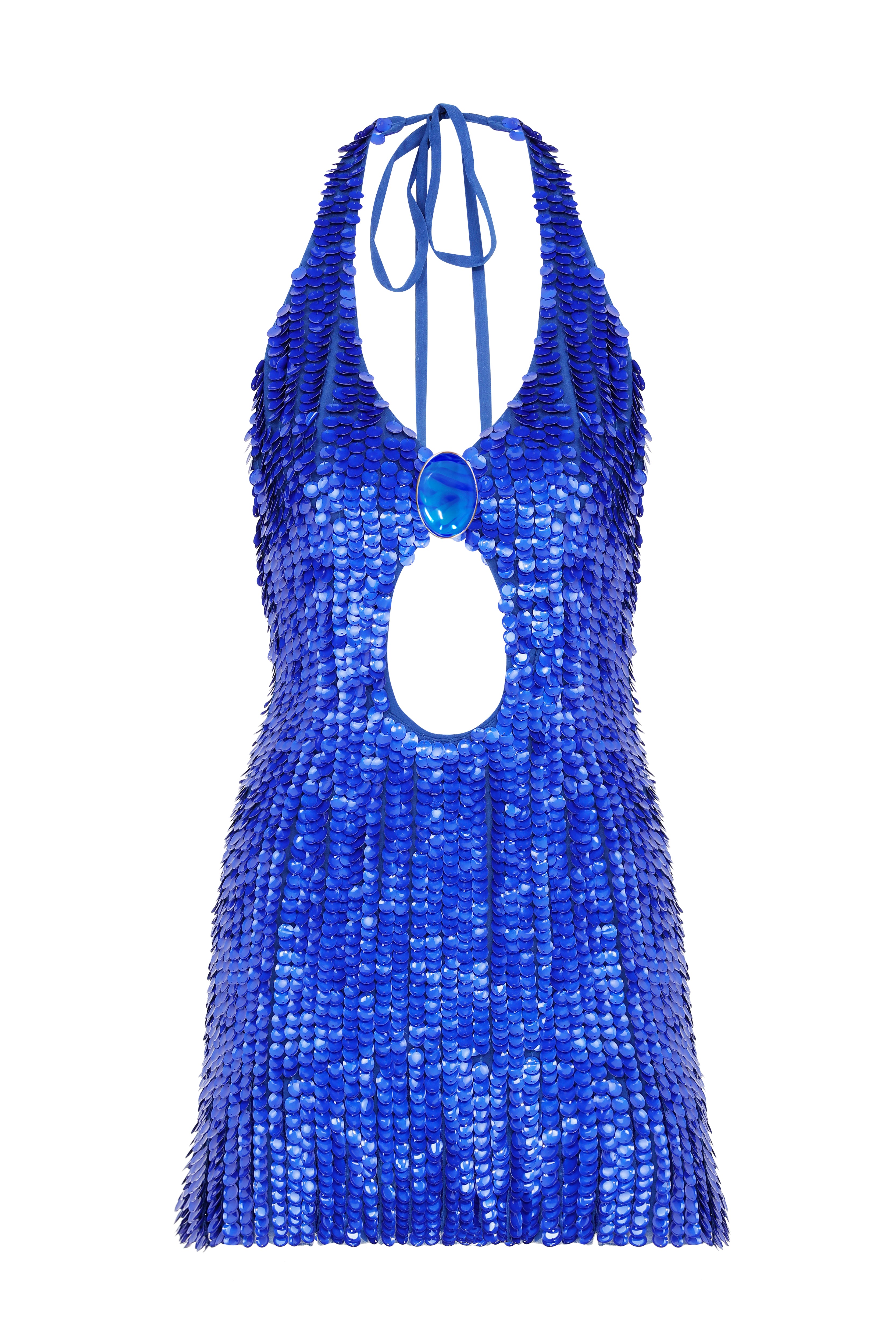 Sequined Halter Neck Mini Dress With Cutout Details RAISA VANESSA INT Sequined Halter Neck Mini Dress With Cutout Details RAISA VANESSA INT