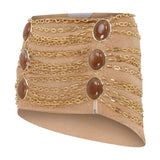 Gold Chain and Rhine Stone Chiffon Mini Skirt With Gemstone Details