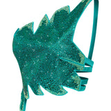 One Sleeve Crystal Embellished Leaf Crop Top