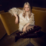 Ivory Shimmering Feather Mini Dress