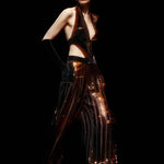 Black/Bronze Sequined Chiffon Jumpsuit
