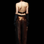 Black/Bronze Sequined Chiffon Jumpsuit