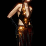 Black/Bronze Sequined Chiffon Jumpsuit