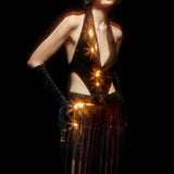 Black/Bronze Sequined Chiffon Jumpsuit