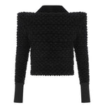 Black Velvet Crochet Sweater with Gold Details