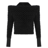 Black Velvet Crochet Sweater with Gold Details