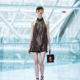 Sequined Halter Neck Mini Dress