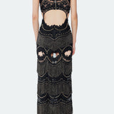 Black Embroided Lace Maxi Dress