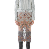Flower Pattern Embroidered Knee Length Skirt