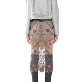 Flower Pattern Embroidered Knee Length Skirt