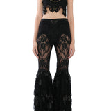 Black Lace Pants With Flare Legs