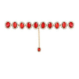 Chain Belt with Red Oval Crystals