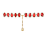 Chain Belt with Red Oval Crystals