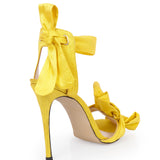 Single Band Yellow Heels With Bow Detail