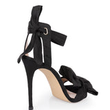 Single Band Black Heels With Bow Detail