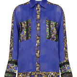 Patterned Satin Button Up Shirt