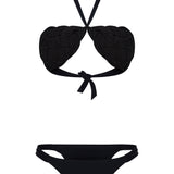 Black Bikini Set With Handmade Rope Detailed Bra