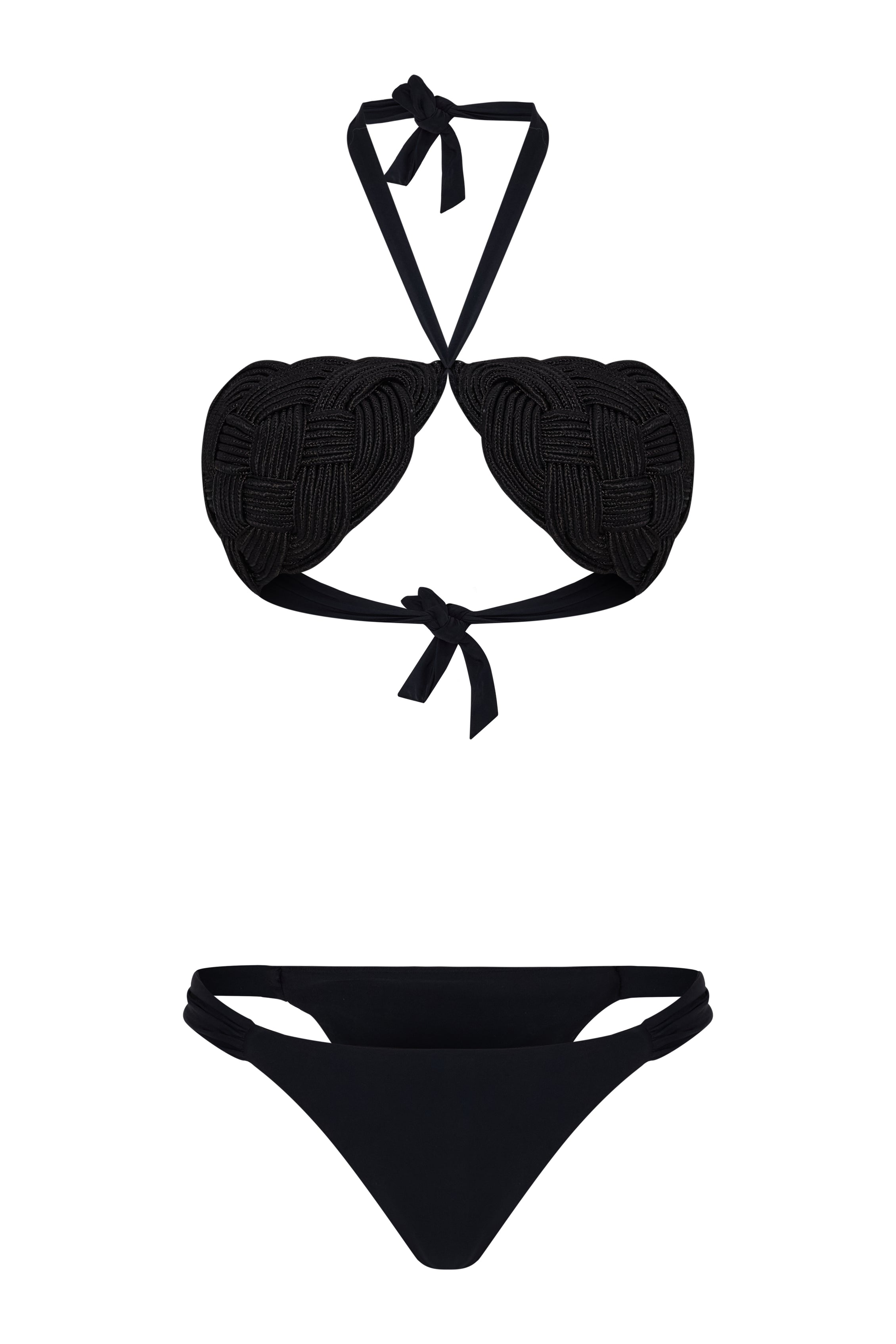 Black Bikini Set With Handmade Rope Detailed Bra – RAISA VANESSA INT