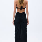 Black Sarong Styled Skirt With Handmade Belt Detail