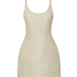 Crystal And Pearl Beaded Hand Embroidered Sculptural Mini Dress