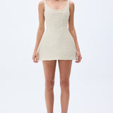 Crystal And Pearl Beaded Hand Embroidered Sculptural Mini Dress