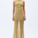 Glittered Gold Knit Sleeveless Gown