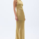 Glittered Gold Knit Sleeveless Gown