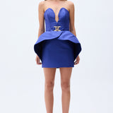 Strapless Mini Dress With Sculptural Waist And Swarovski Stone Detail