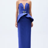 Strapless Midi Dress With Sculptural Waist And Swarovski Stone Detail